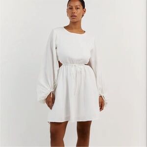 DISSH MOLLY WHITE LINEN MINI DRESS - 4 / WHITE